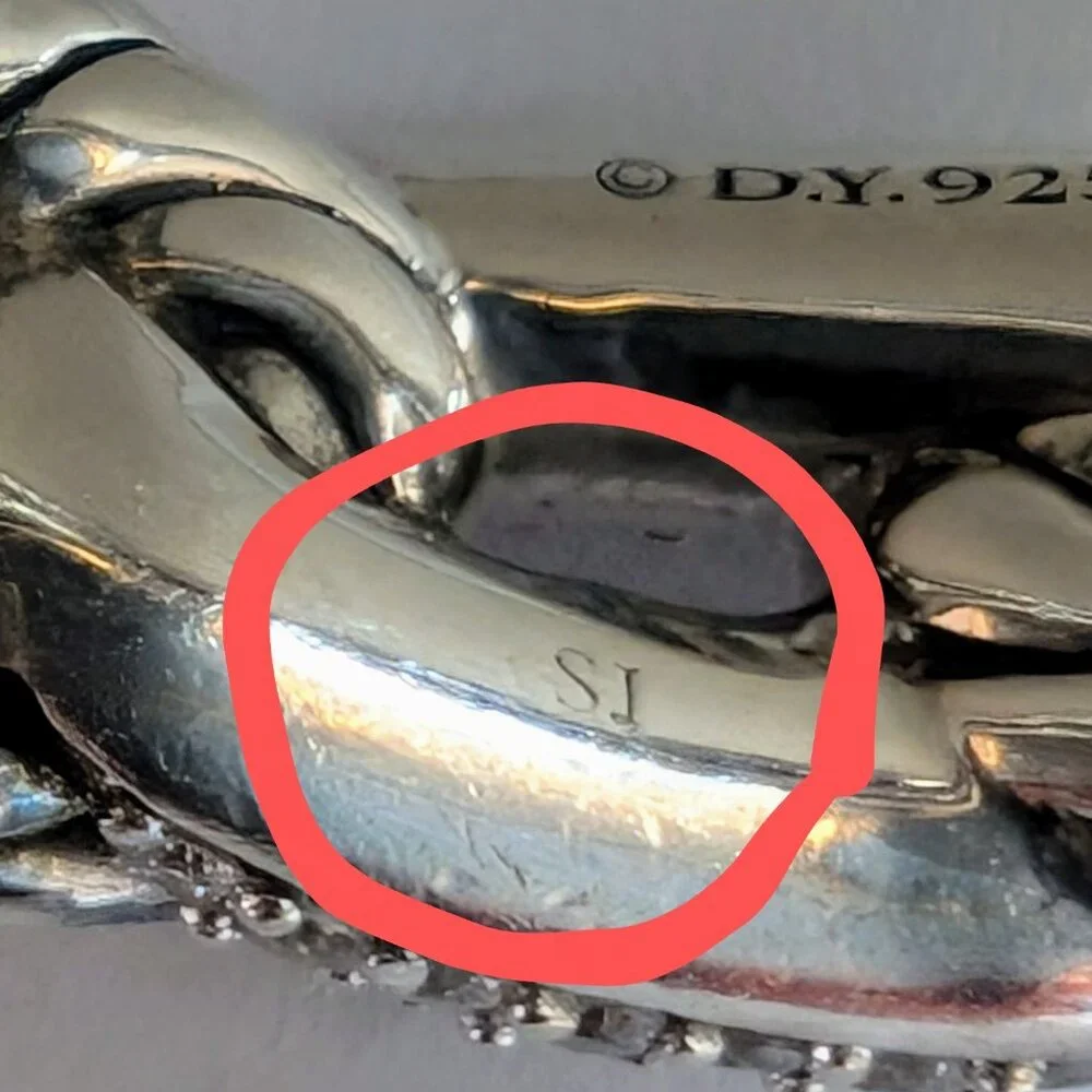 David Yurman SS Pave Diamonds Cable Loop S7 Ring + Authenticity Certificate - Picture 11 of 11